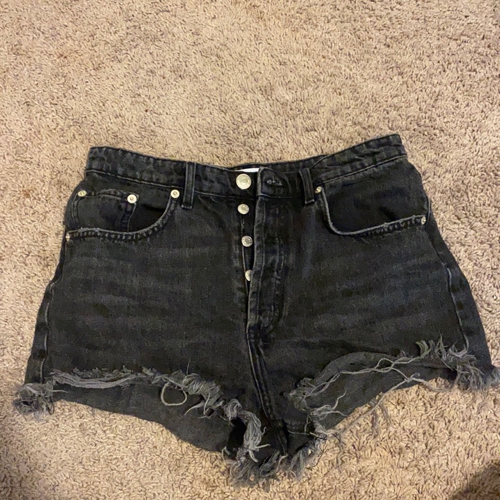 Zara High Rise Black Jean Shorts